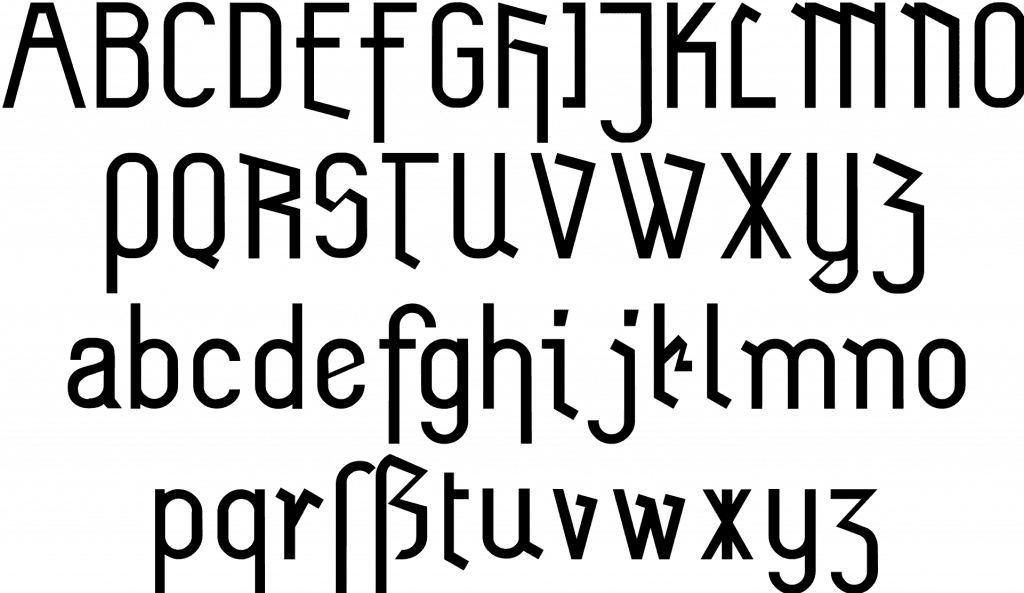 Specimen of Zeche, a sans-serif drawn after old German industrial lettering